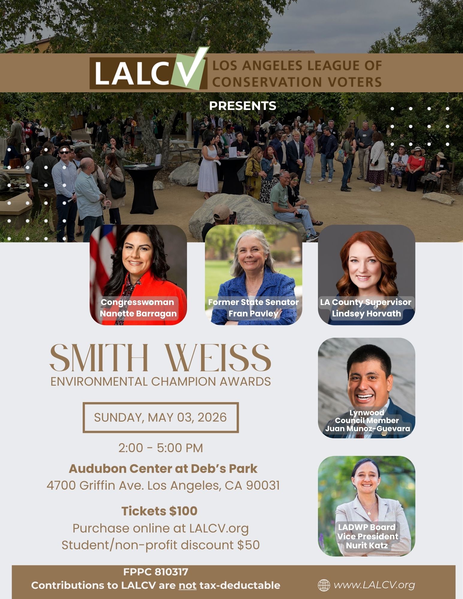 Get ready for the Smith Weiss Environmental Champion Awards Sunday May 3, 2026!